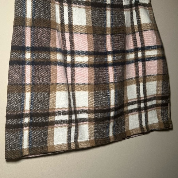 Plaid Women's Wool Blend Schoolgirl Clueless Academia Skirt Pink & Brown Size M - Picture 3 of 10